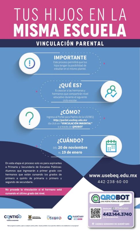 Proceso de vinculación de hermanos hasta 19 de enero anuncia USEBEQ