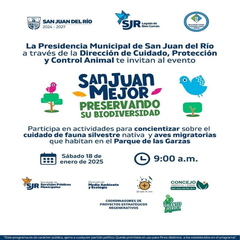 Invitación a evento en el Parque de las Garzas, "San Juan Preservando su Biodiversidad"