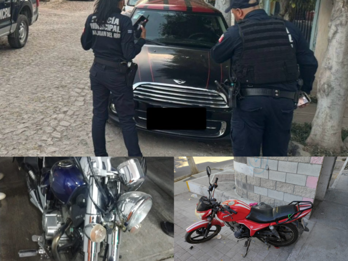 Policía Municipal de San Juan del Río recupera tres vehículos robados