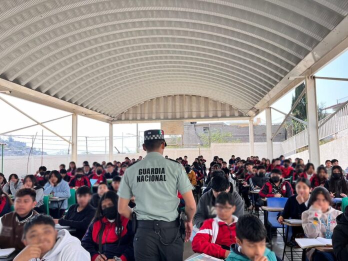 Guardia Nacional imparte pláticas de prevención de adicciones a estudiantes de nivel básico en San Luis Potosí